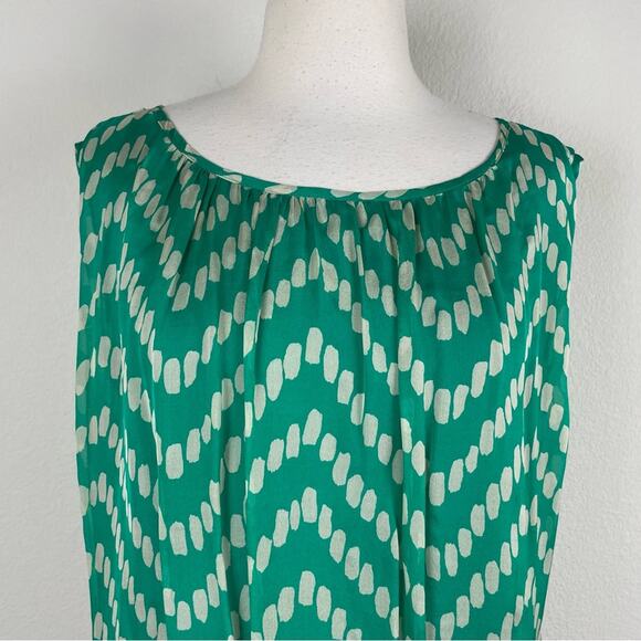 Milly Green Tan Abstract Dotted Stripe Silk Top *Small - Picture 3 of 10